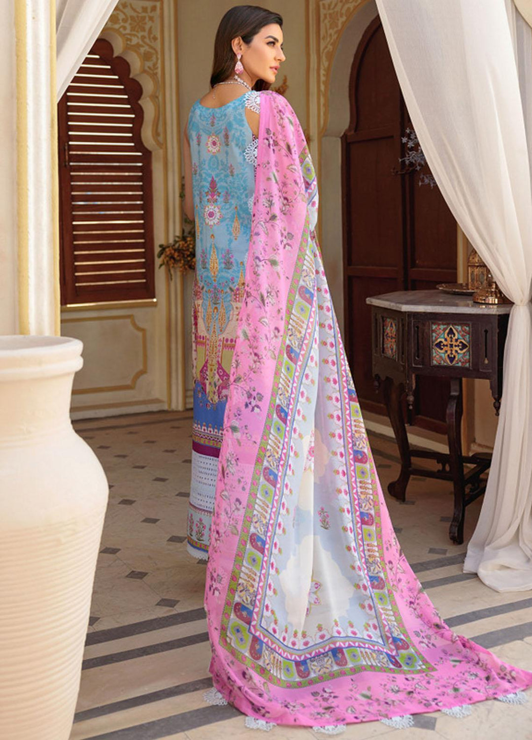 Noor by Saadia Asad Embroidered Lawn Suits Unstitched 3 Piece NSA22E D4B - Eid Collection