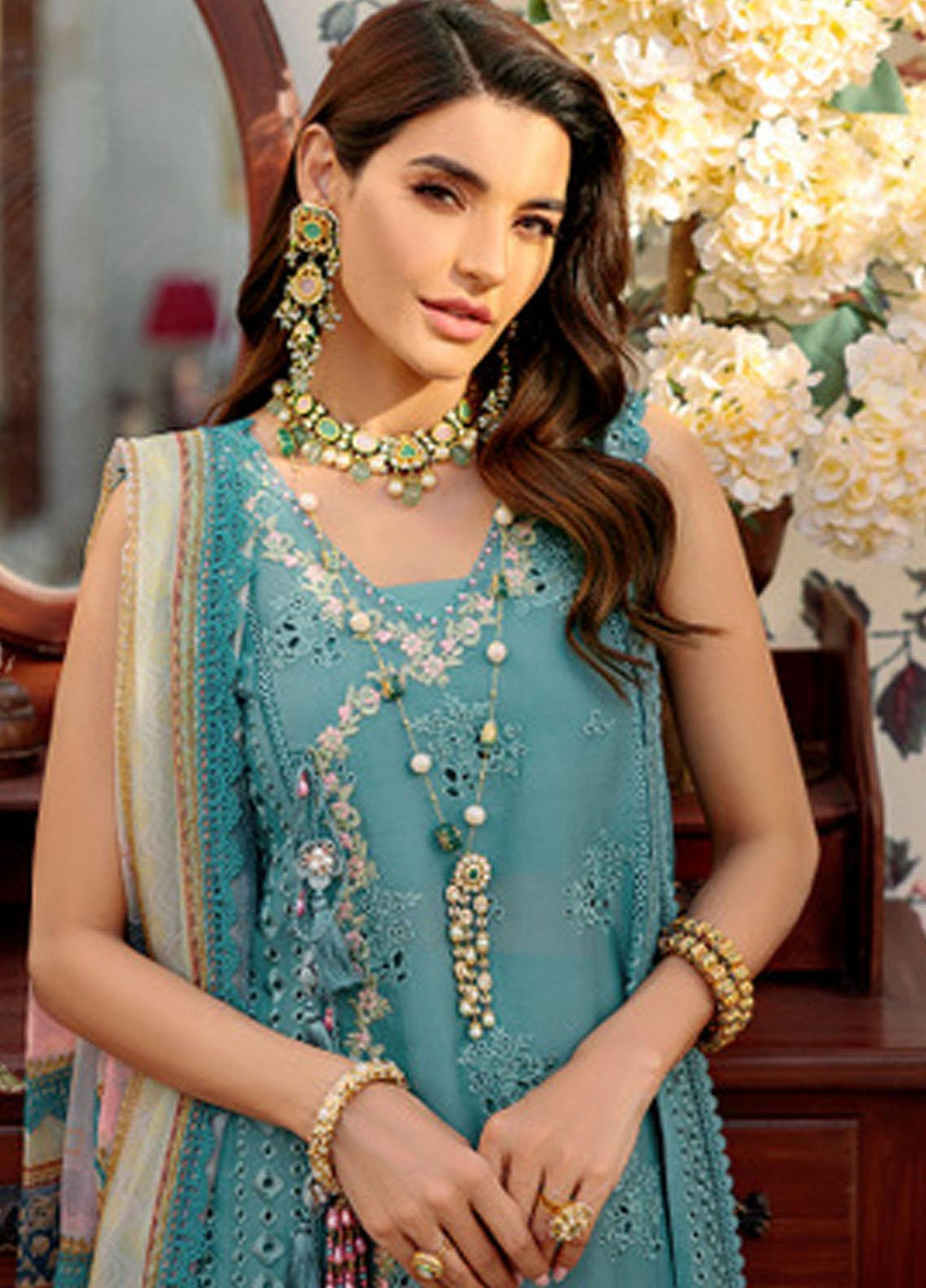 Noor by Saadia Asad Embroidered Lawn Suits Unstitched 3 Piece NSA22E D6B - Eid Collection