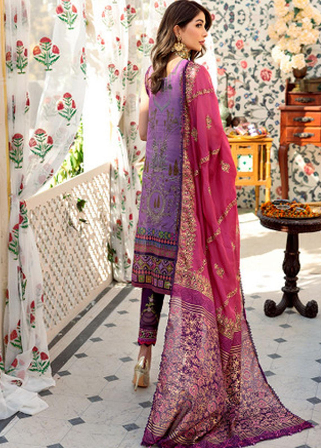 Noor by Saadia Asad Embroidered Lawn Suits Unstitched 3 Piece NSA22E D7B - Eid Collection