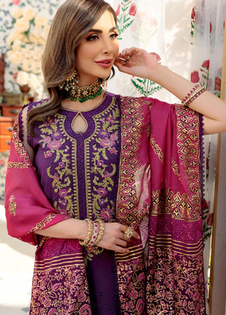 Noor by Saadia Asad Embroidered Lawn Suits Unstitched 3 Piece NSA22E D7B - Eid Collection