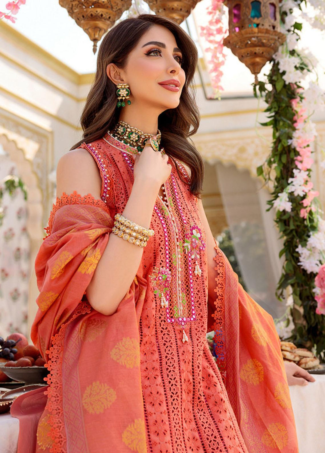 Noor by Saadia Asad Embroidered Lawn Suits Unstitched 3 Piece NSA22E D8A - Eid Collection