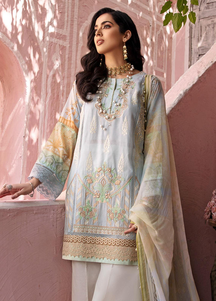 Noor by Saadia Asad Embroidered Chikankari Suits Unstitched 3 Piece NSA21E 1B - Festive Collection
