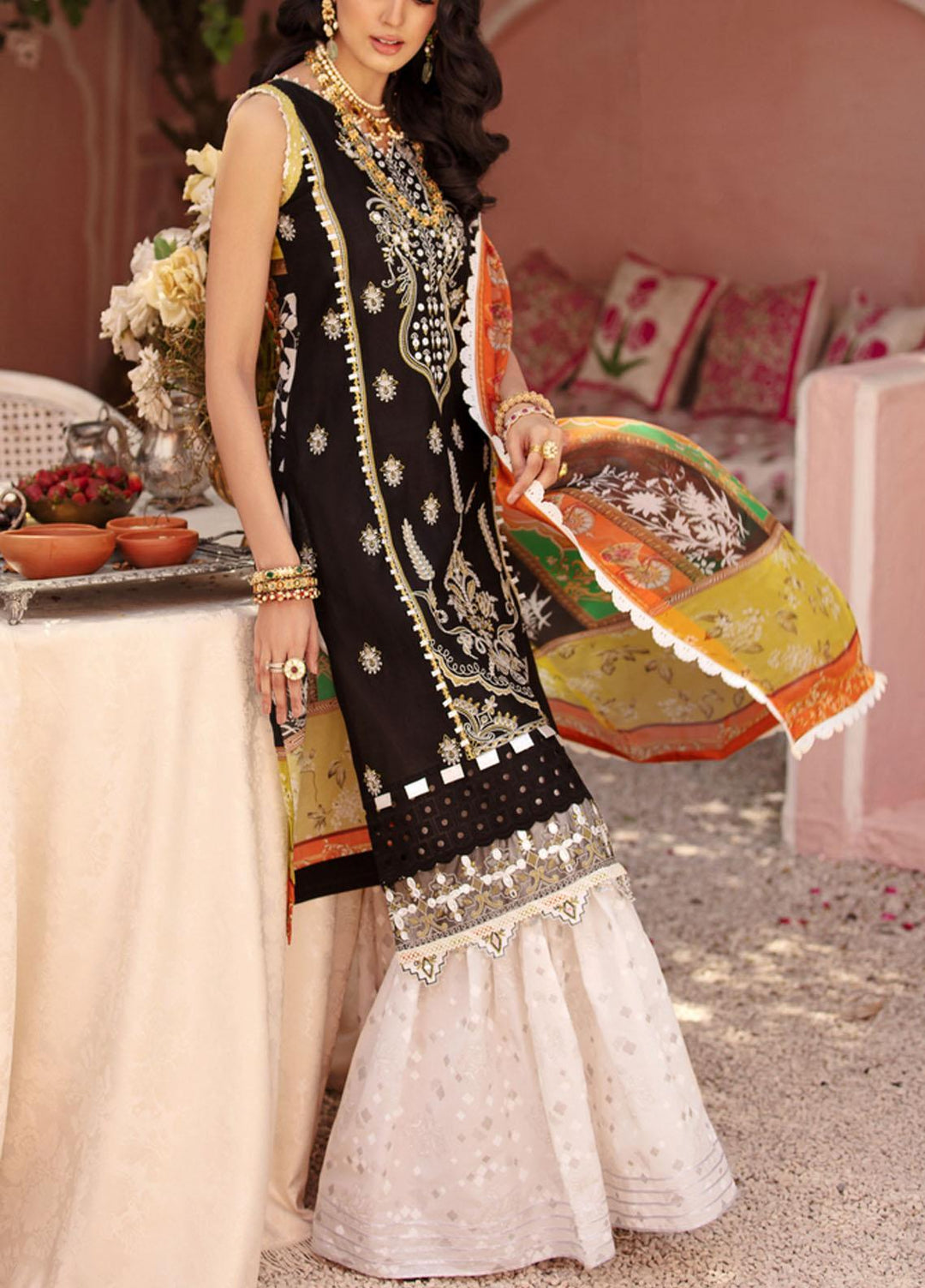 Noor by Saadia Asad Embroidered Chikankari Suits Unstitched 3 Piece NSA21E 2B - Festive Collection