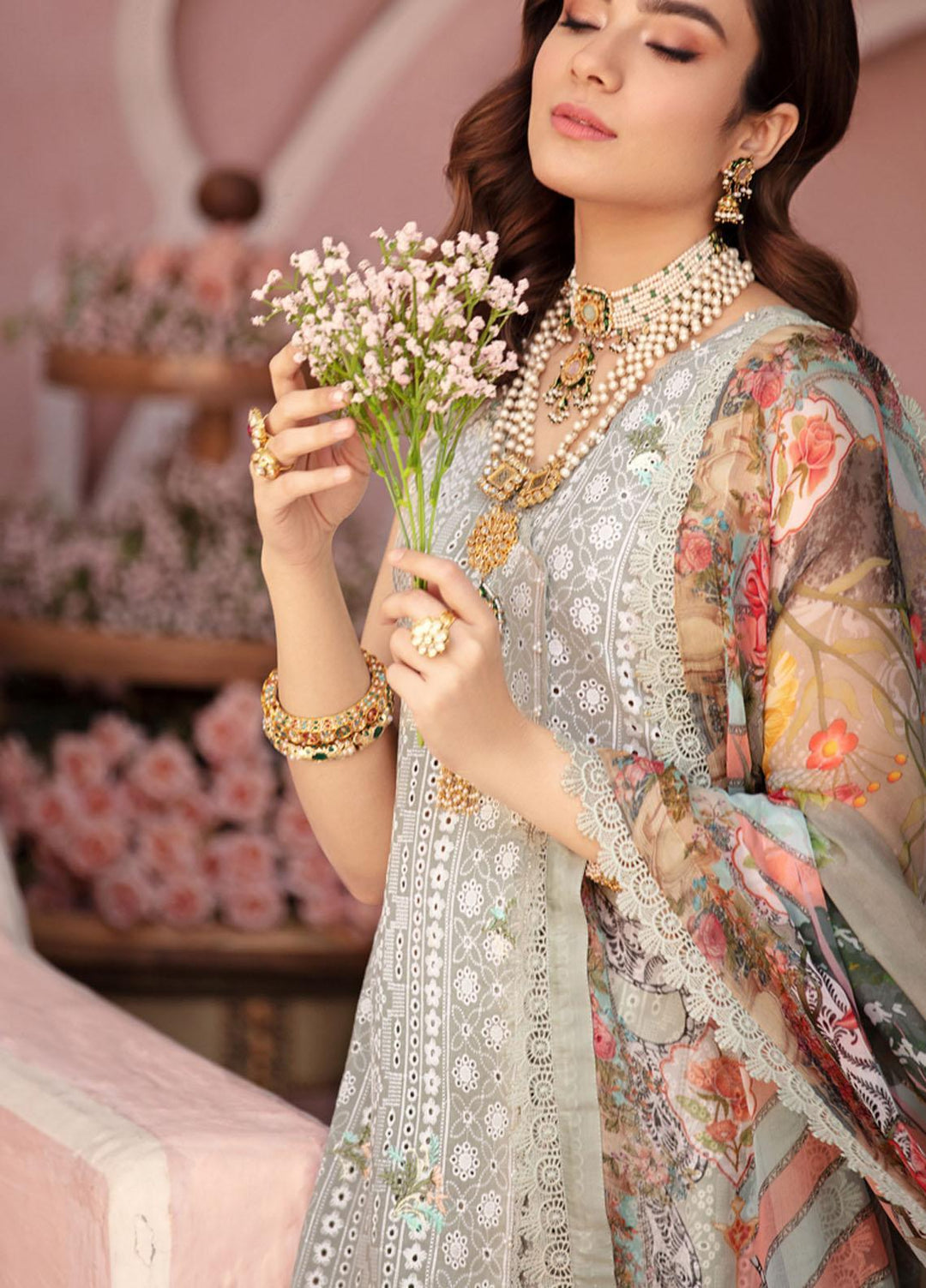 Noor by Saadia Asad Embroidered Chikankari Suits Unstitched 3 Piece NSA21E 5A - Festive Collection