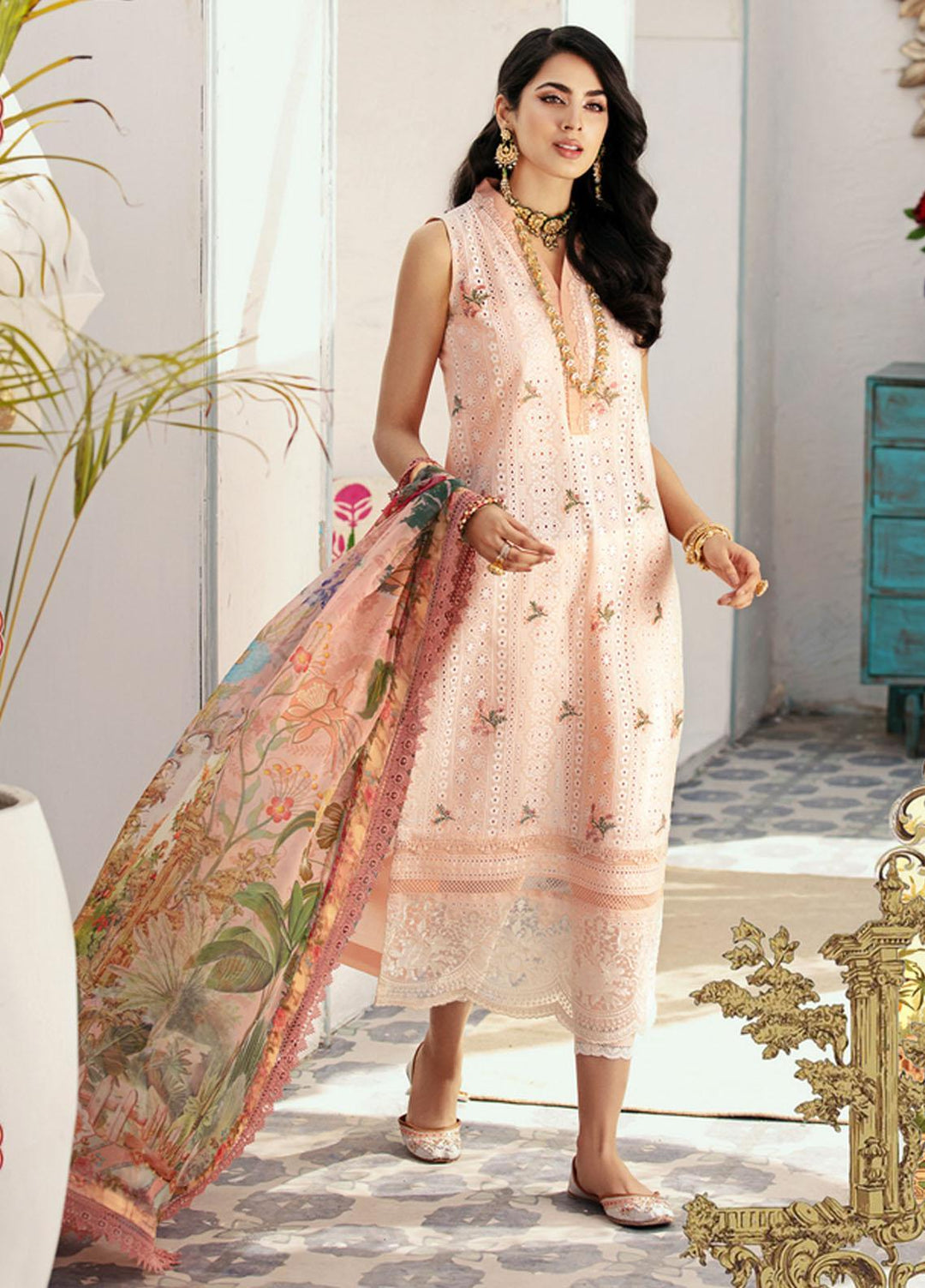 Noor by Saadia Asad Embroidered Chikankari Suits Unstitched 3 Piece NSA21E 5B - Festive Collection