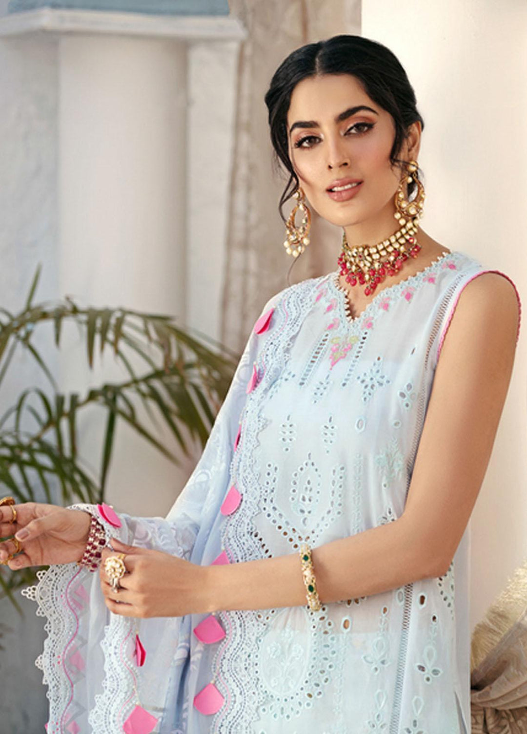 Noor by Saadia Asad Embroidered Chikankari Suits Unstitched 3 Piece NSA21E 6A - Festive Collection