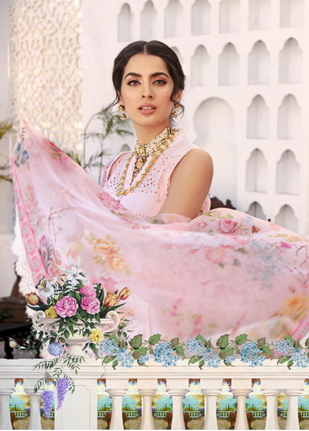 Noor by Saadia Asad Embroidered Chikankari Suits Unstitched 3 Piece NSA21E 7A - Festive Collection