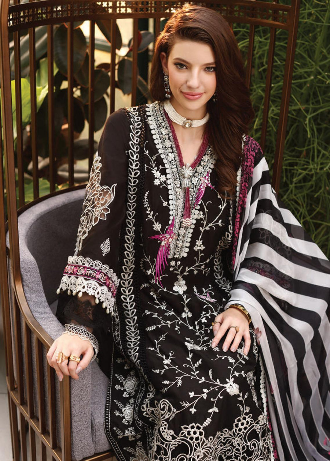 Noor by Saadia Asad Embroidered Lawn Suits Unstitched 3 Piece NSA23E D2 - Eid Collection