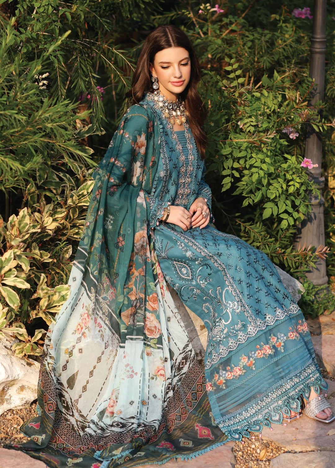 Noor by Saadia Asad Embroidered Lawn Suits Unstitched 3 Piece NSA23E D4 - Eid Collection