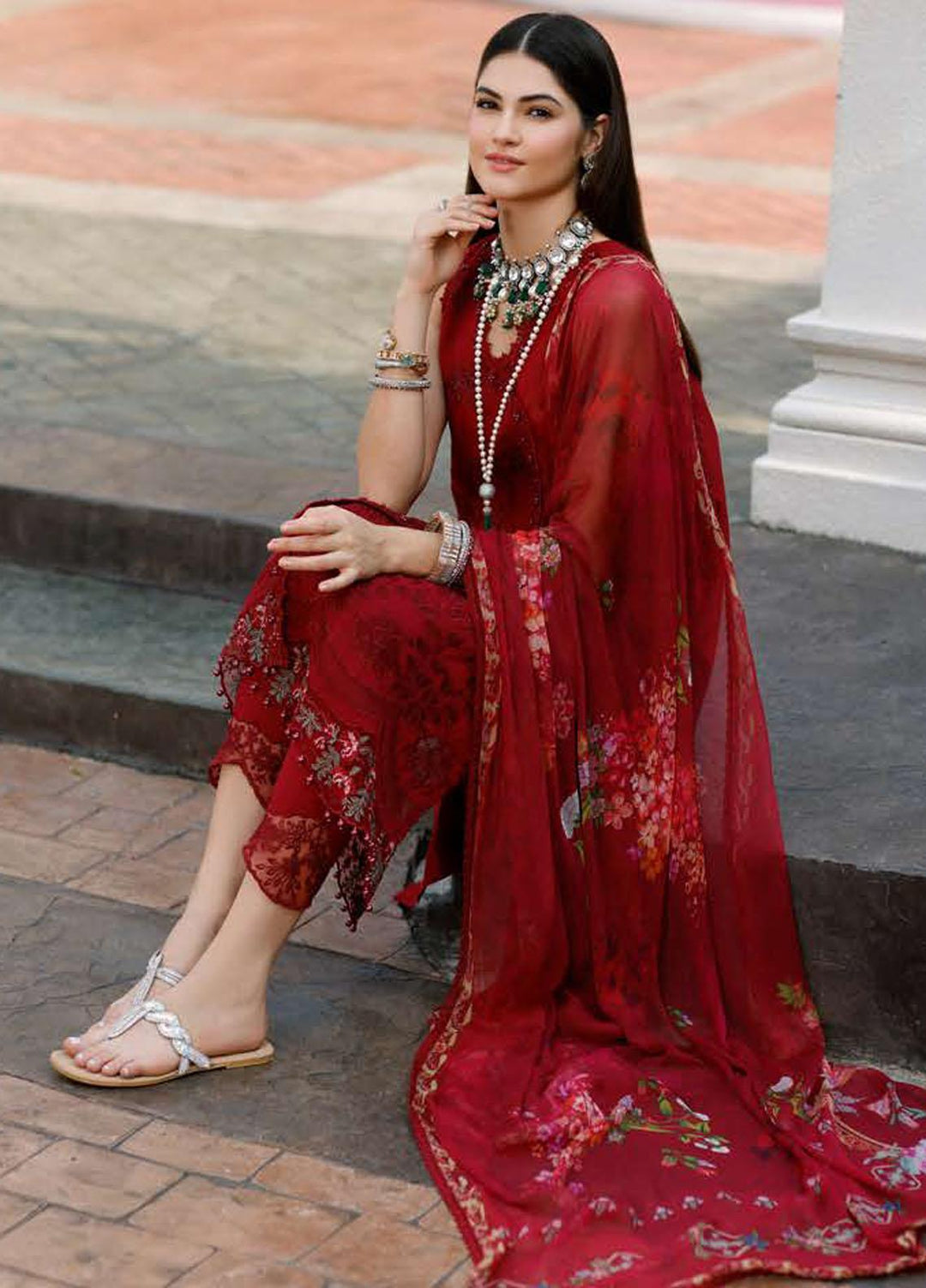 Noor By Saadia Asad Embroidered Lawn Suits Unstitched 3 Piece NSA23ESL D1 Naira - Eid Collection