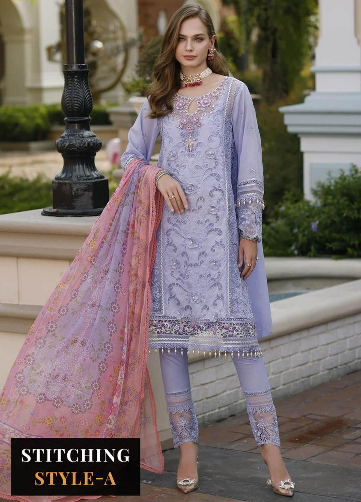Noor By Saadia Asad Embroidered Lawn Suits Unstitched 3 Piece NSA23ESL D2 Iris - Eid Collection