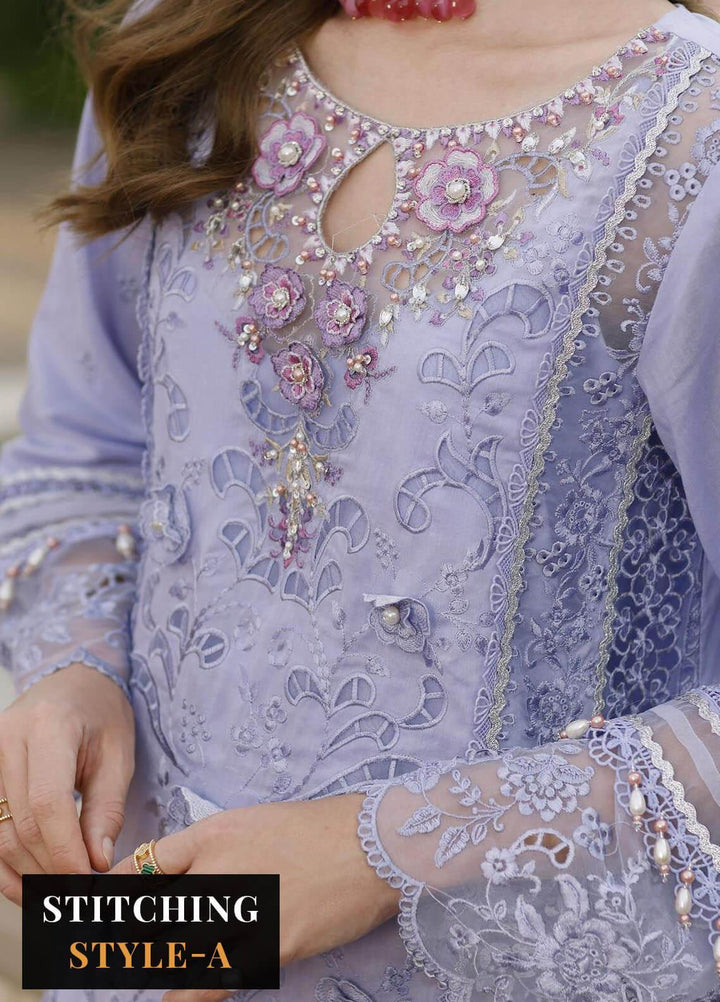 Noor By Saadia Asad Embroidered Lawn Suits Unstitched 3 Piece NSA23ESL D2 Iris - Eid Collection