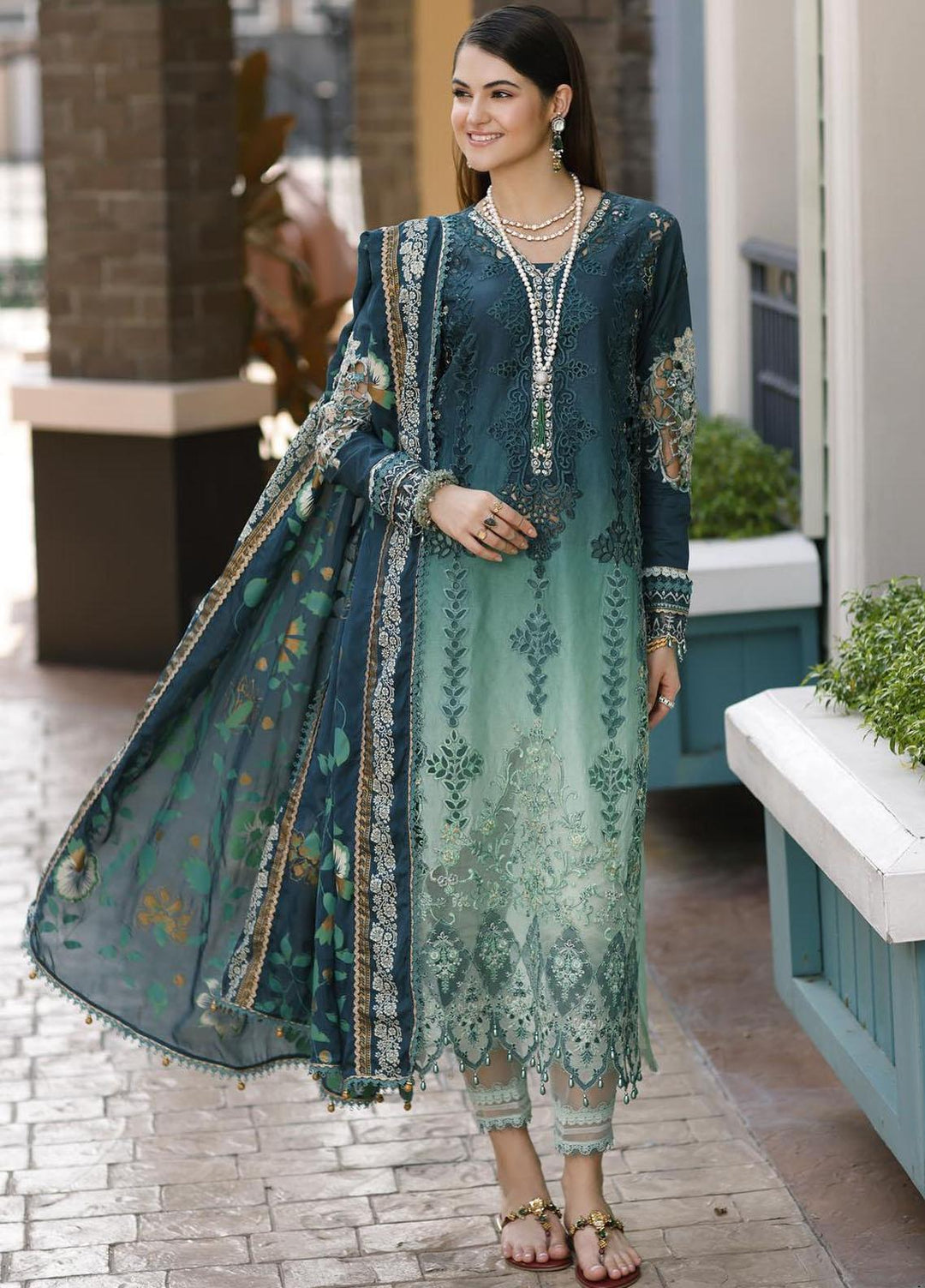 Noor By Saadia Asad Embroidered Lawn Suits Unstitched 3 Piece NSA23ESL D3 Zalia - Eid Collection