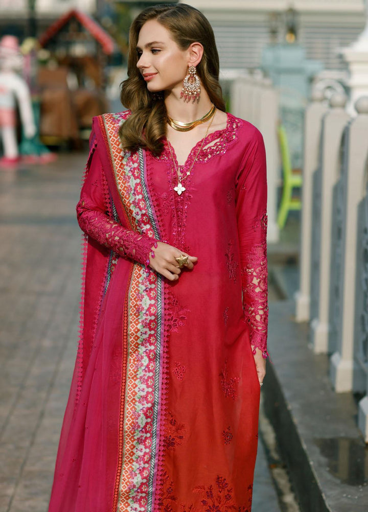 Noor By Saadia Asad Embroidered Lawn Suits Unstitched 3 Piece NSA23ESL D4 Rosa - Eid Collection