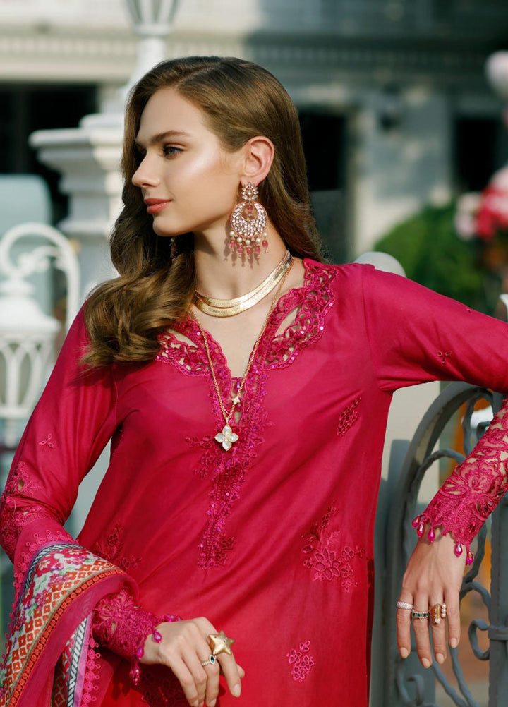 Noor By Saadia Asad Embroidered Lawn Suits Unstitched 3 Piece NSA23ESL D4 Rosa - Eid Collection