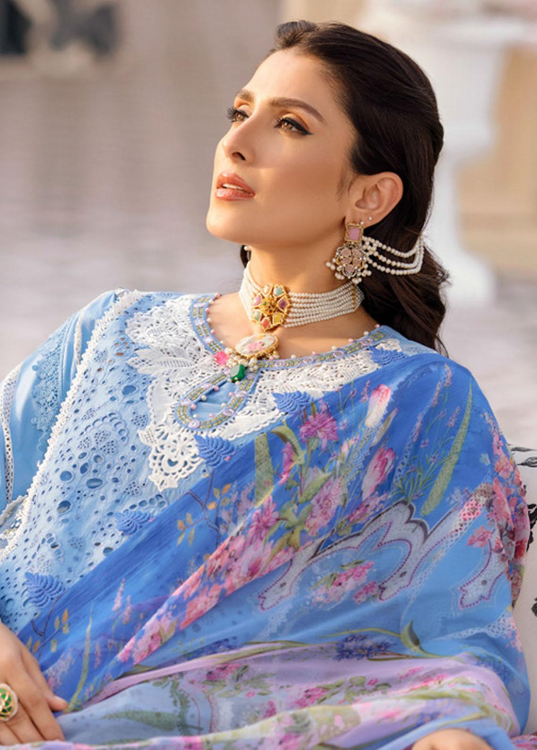 Noor by Saadia Asad Embroidered Lawn Suits Unstitched 3 Piece NSA22L D10 - Eid Collection