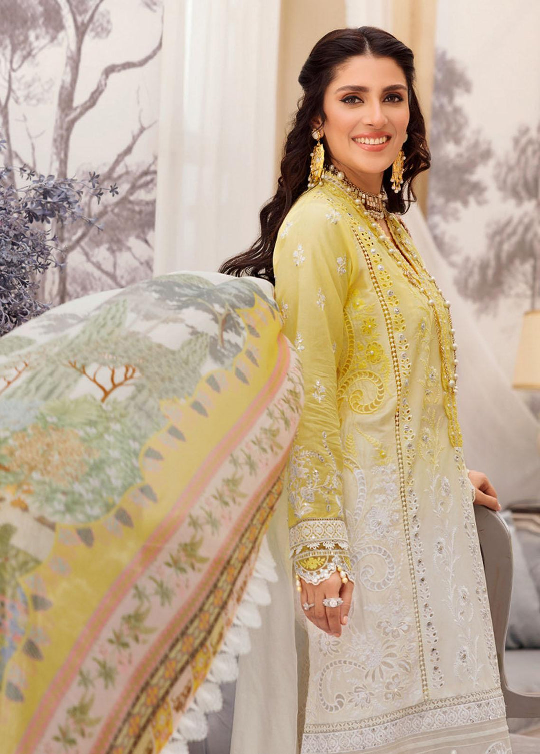 Noor by Saadia Asad Embroidered Lawn Suits Unstitched 3 Piece NSA22L D11 - Eid Collection