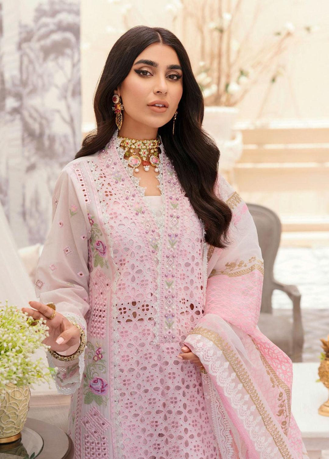 Noor by Saadia Asad Embroidered Lawn Suits Unstitched 3 Piece NSA22L D2 - Eid Collection