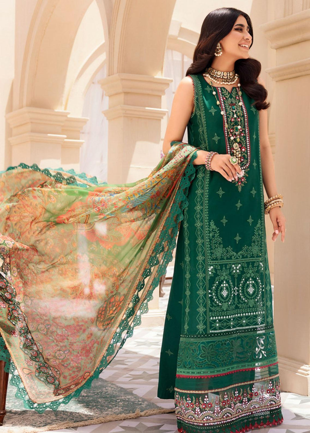 Noor by Saadia Asad Embroidered Lawn Suits Unstitched 3 Piece NSA22L D3 - Eid Collection