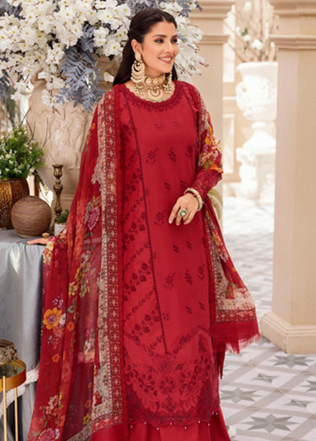 Noor by Saadia Asad Embroidered Lawn Suits Unstitched 3 Piece NSA22L D4 - Eid Collection