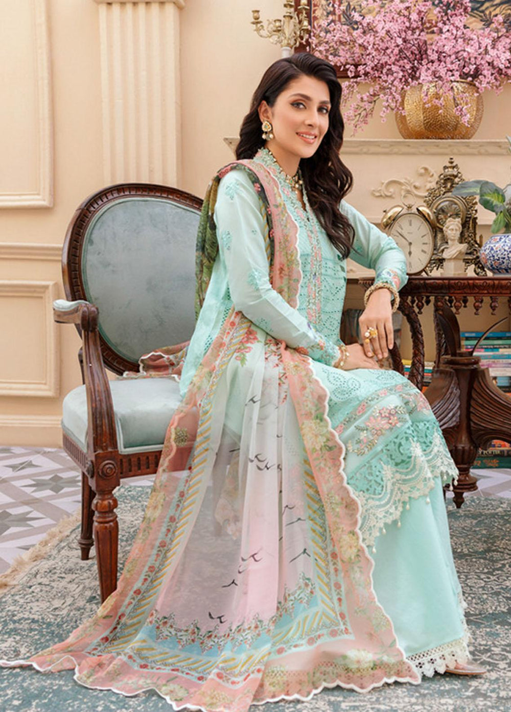 Noor by Saadia Asad Embroidered Lawn Suits Unstitched 3 Piece NSA22L D5 - Eid Collection