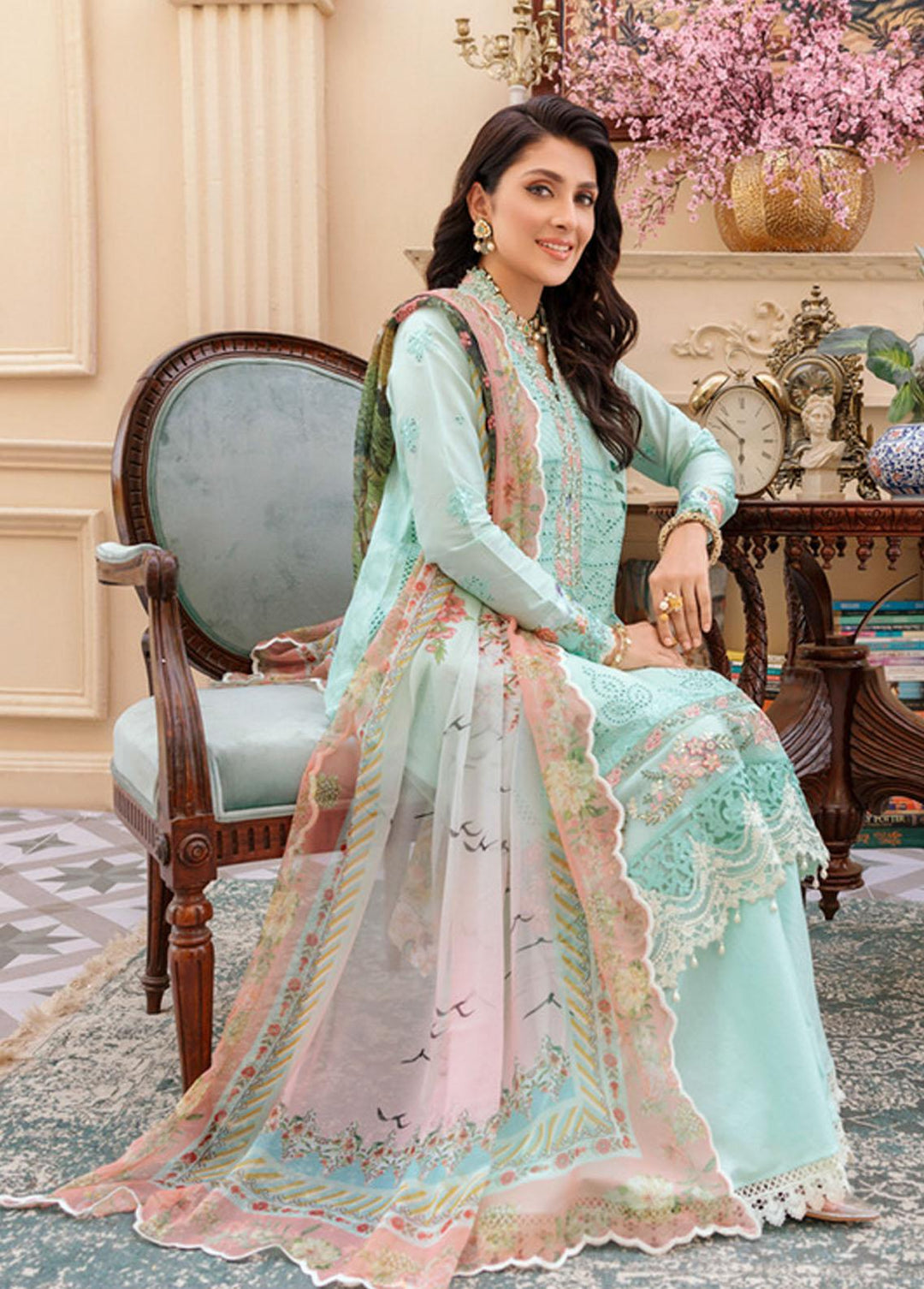 Noor by Saadia Asad Embroidered Lawn Suits Unstitched 3 Piece NSA22L D5 - Eid Collection