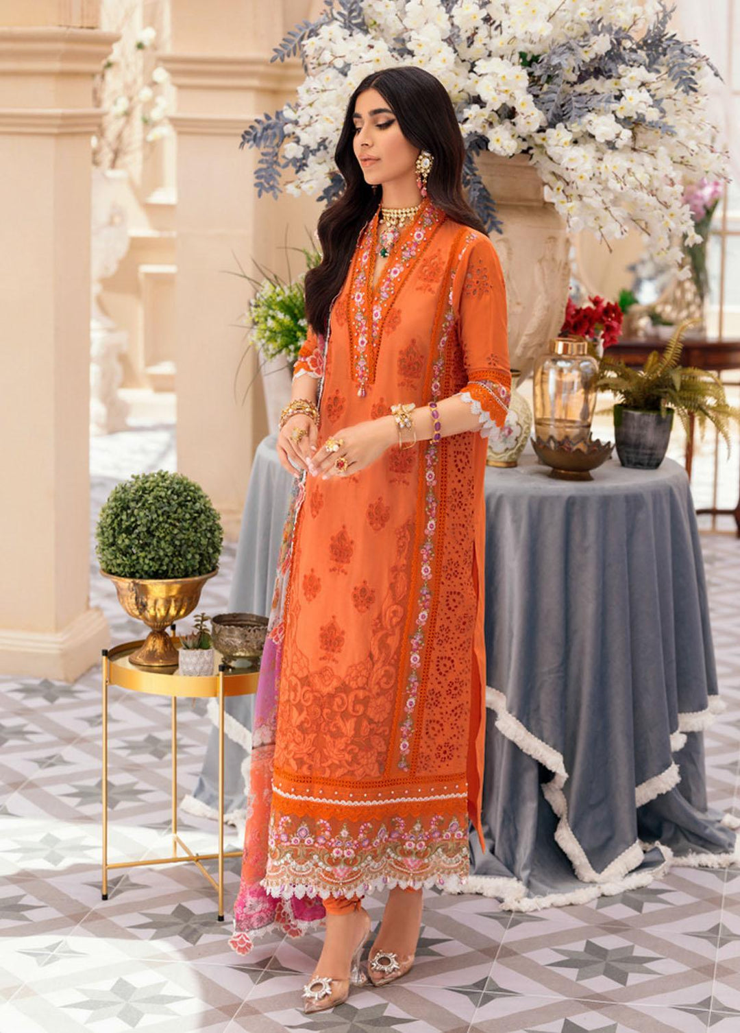 Noor by Saadia Asad Embroidered Lawn Suits Unstitched 3 Piece NSA22L D8 - Eid Collection