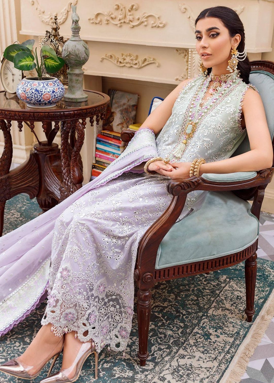 Noor by Saadia Asad Embroidered Lawn Suits Unstitched 3 Piece NSA22L D9 - Eid Collection