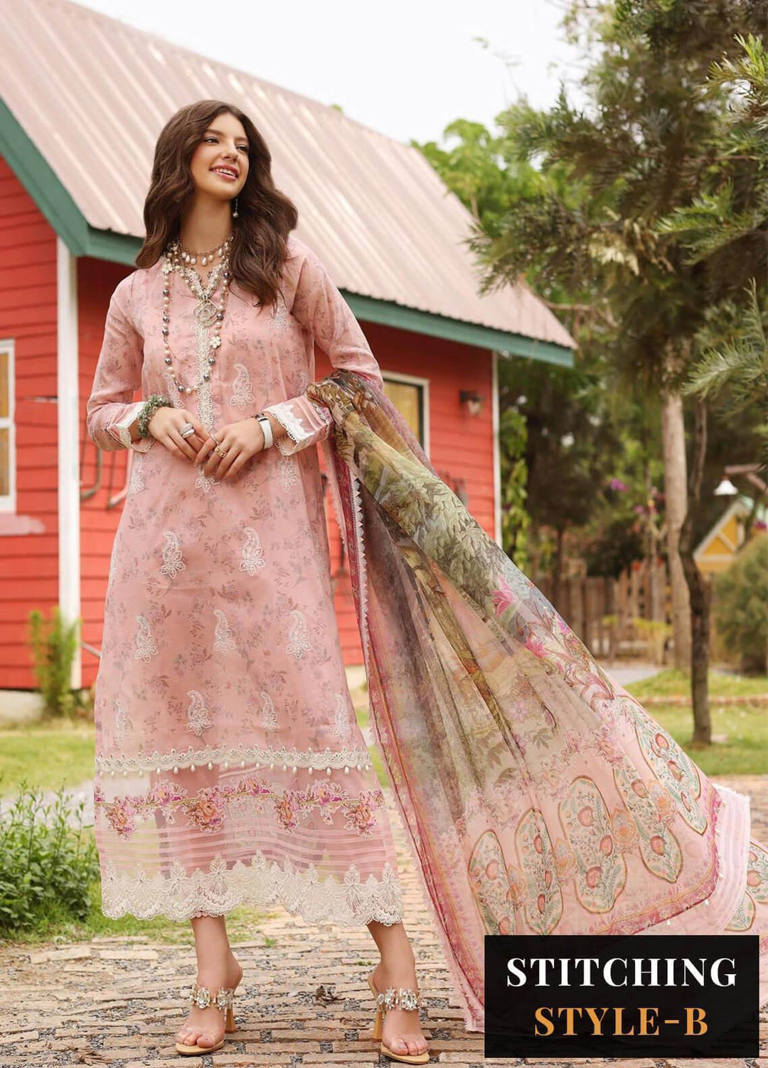 Noor by Saadia Asad Embroidered Lawn Suits Unstitched 3 Piece NSA23EP D1 Romila - Eid Collection