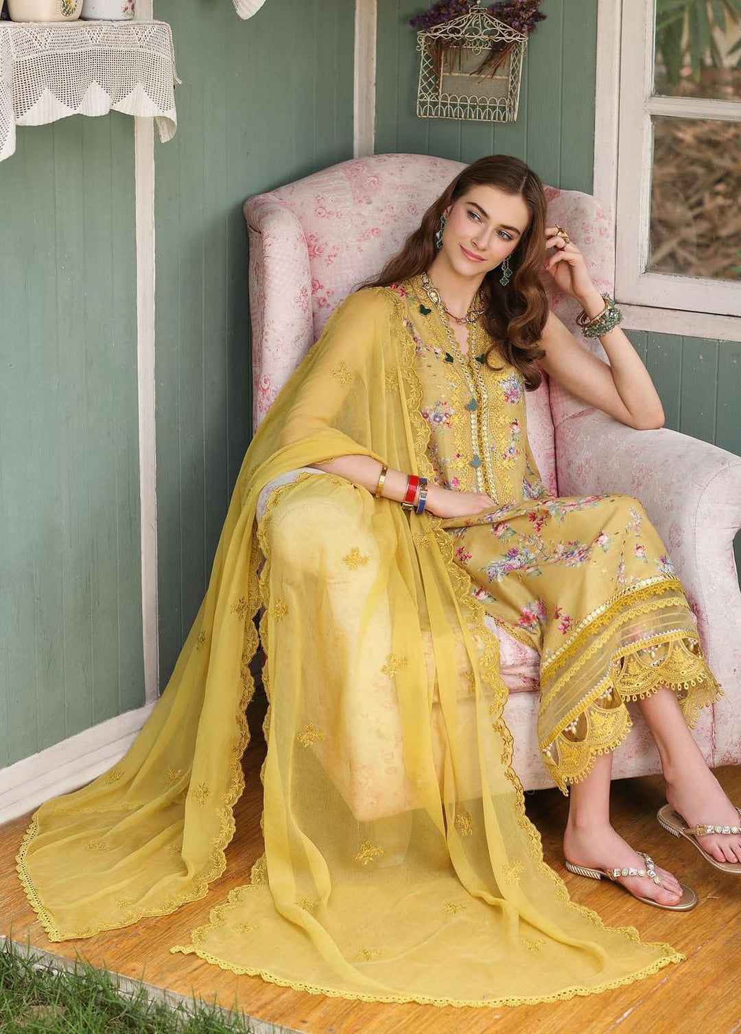 Noor by Saadia Asad Embroidered Lawn Suits Unstitched 3 Piece NSA23EP D5 Myla - Eid Collection