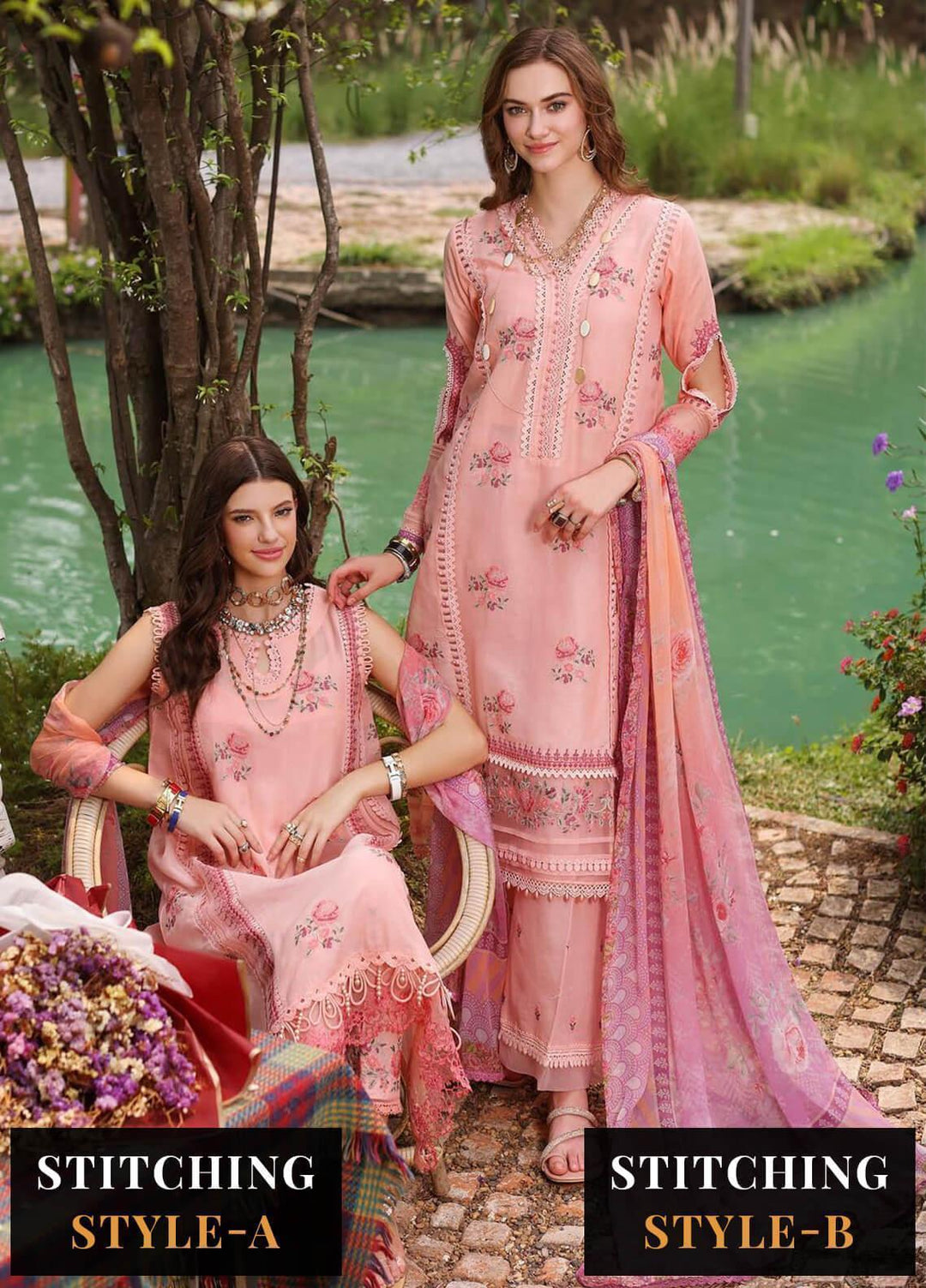 Noor by Saadia Asad Embroidered Lawn Suits Unstitched 3 Piece NSA23EP D6 Nora - Eid Collection