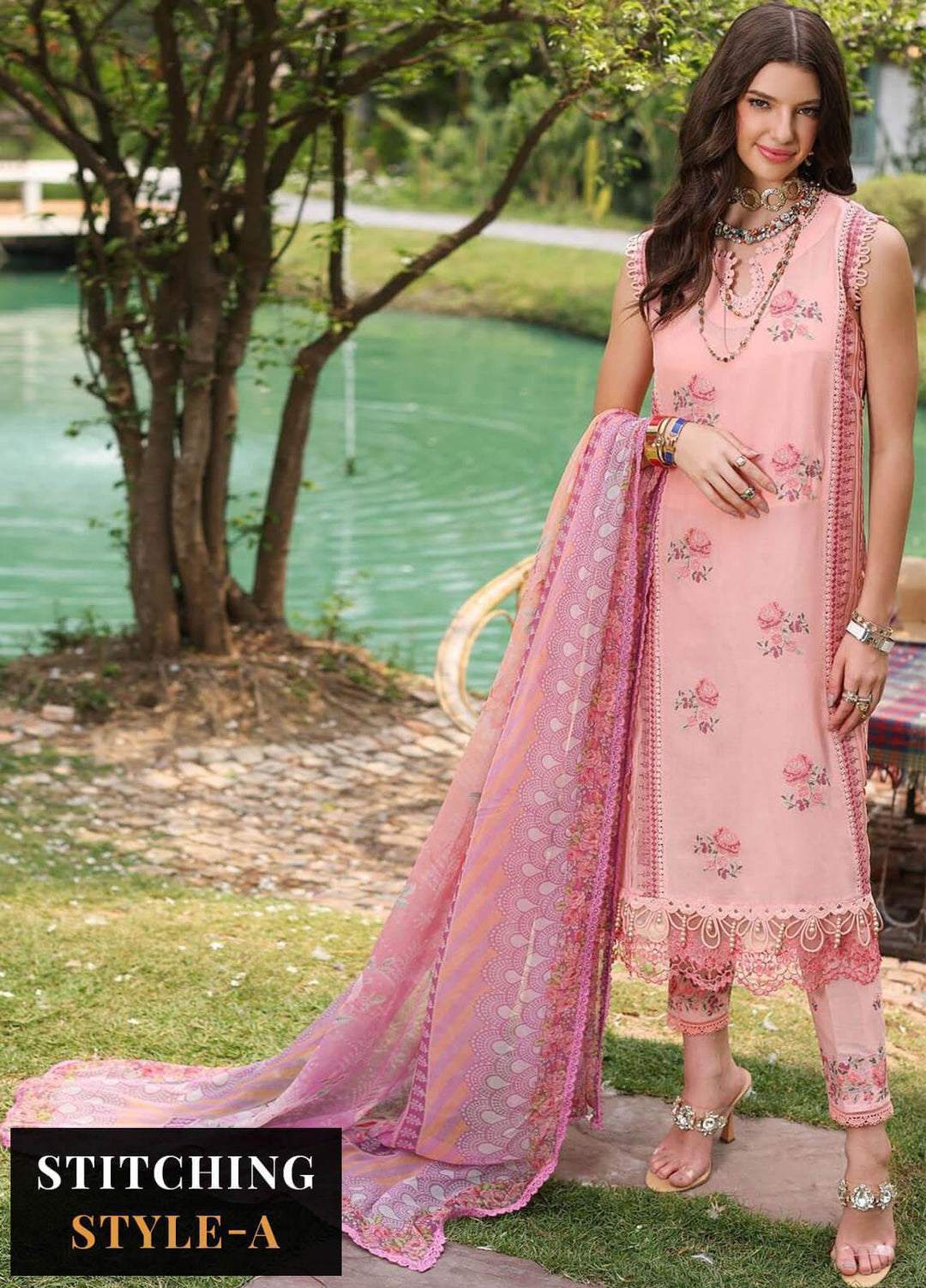 Noor by Saadia Asad Embroidered Lawn Suits Unstitched 3 Piece NSA23EP D6 Nora - Eid Collection