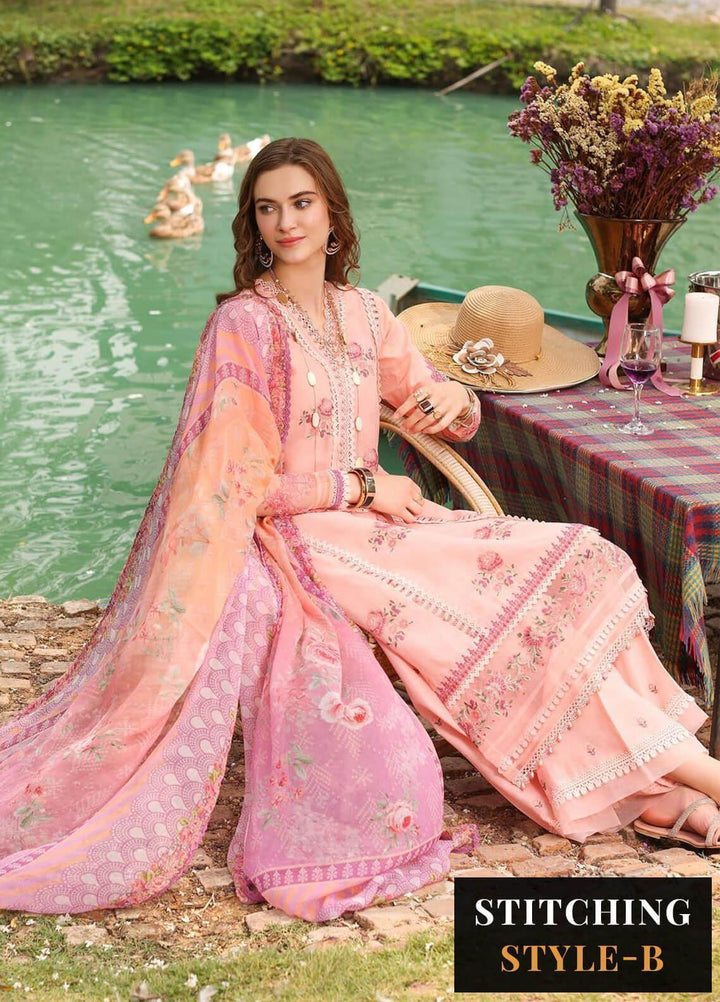 Noor by Saadia Asad Embroidered Lawn Suits Unstitched 3 Piece NSA23EP D6 Nora - Eid Collection