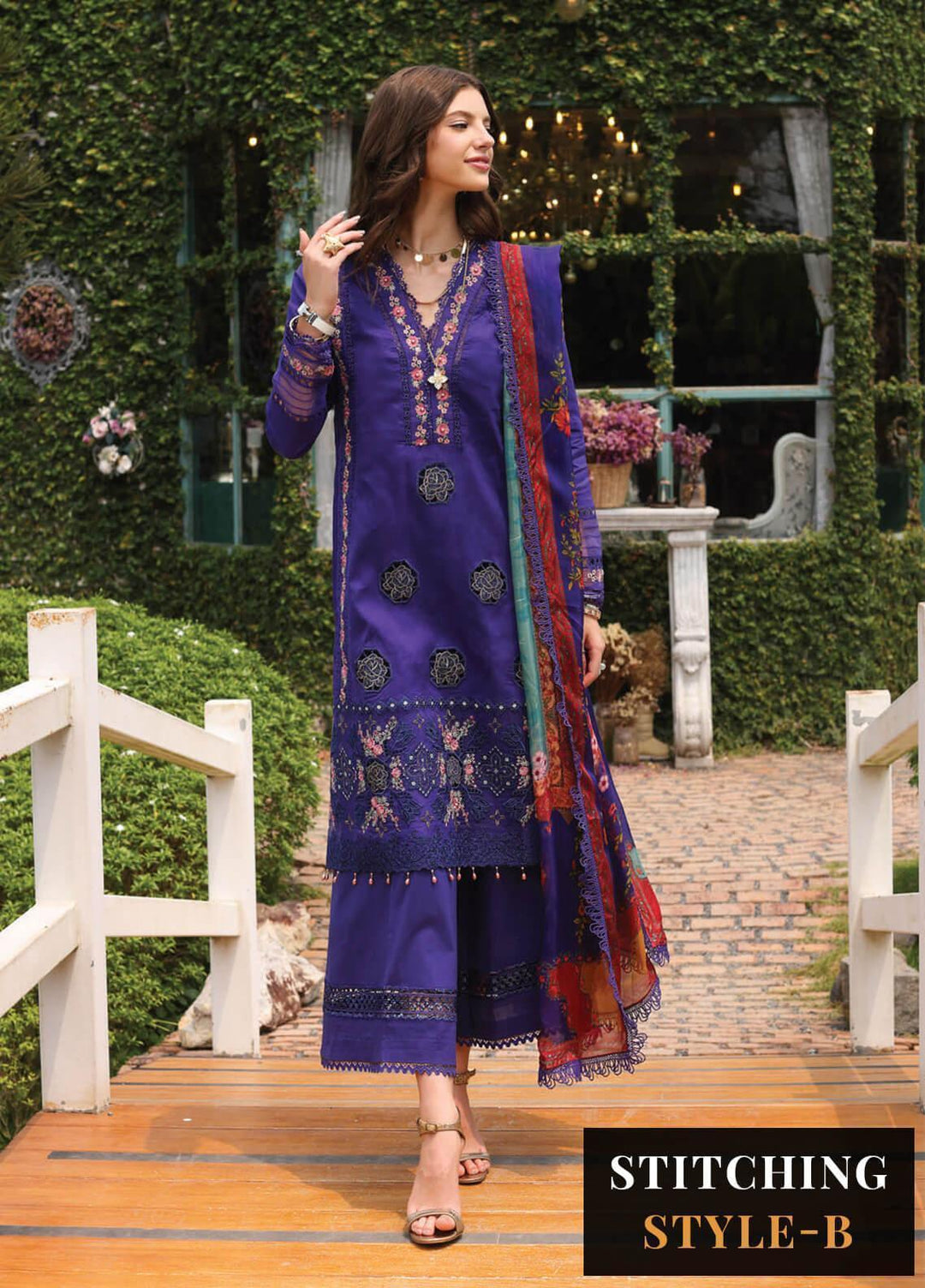 Noor by Saadia Asad Embroidered Lawn Suits Unstitched 3 Piece NSA23EP D8 Alysia - Eid Collection