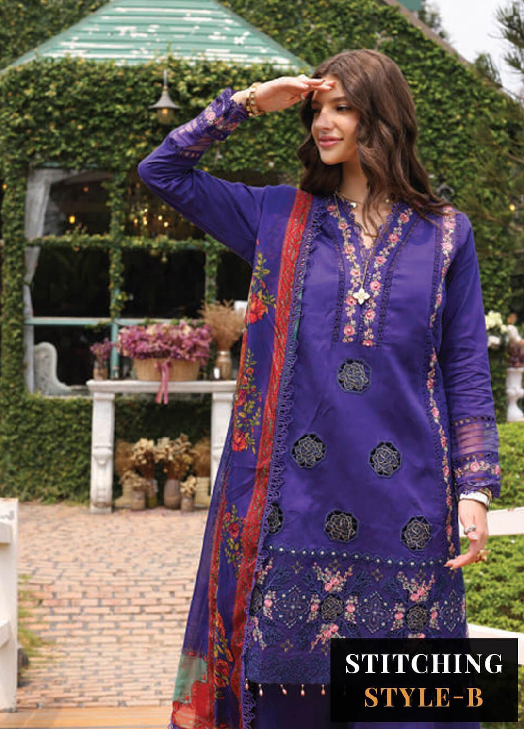 Noor by Saadia Asad Embroidered Lawn Suits Unstitched 3 Piece NSA23EP D8 Alysia - Eid Collection