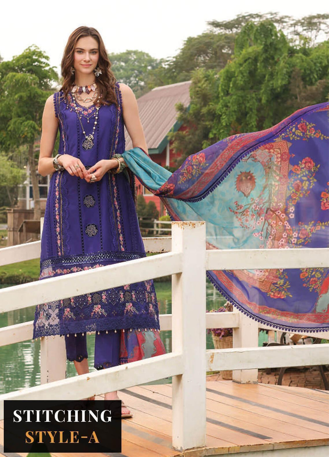 Noor by Saadia Asad Embroidered Lawn Suits Unstitched 3 Piece NSA23EP D8 Alysia - Eid Collection