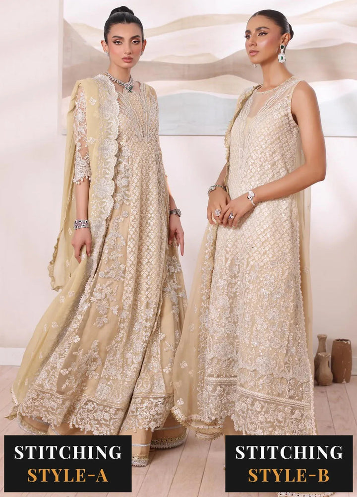 Noor By Saadia Asad Embroidered Chiffon Suit Unstitched 3 Piece NSA24CL D-01 Nura - Formal Collection