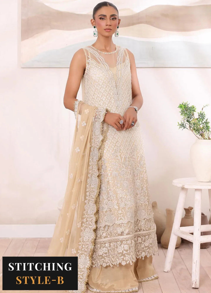 Noor By Saadia Asad Embroidered Chiffon Suit Unstitched 3 Piece NSA24CL D-01 Nura - Formal Collection