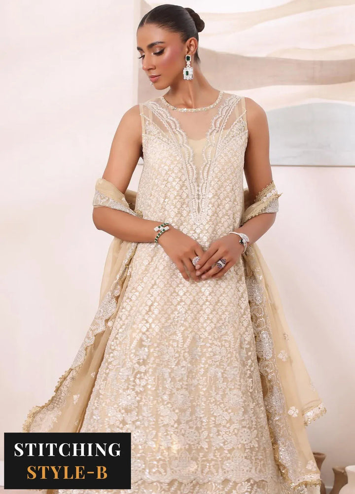 Noor By Saadia Asad Embroidered Chiffon Suit Unstitched 3 Piece NSA24CL D-01 Nura - Formal Collection