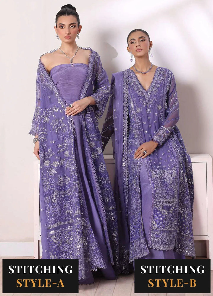 Noor By Saadia Asad Embroidered Chiffon Suit Unstitched 3 Piece NSA24CL D-02 Indira - Formal Collection