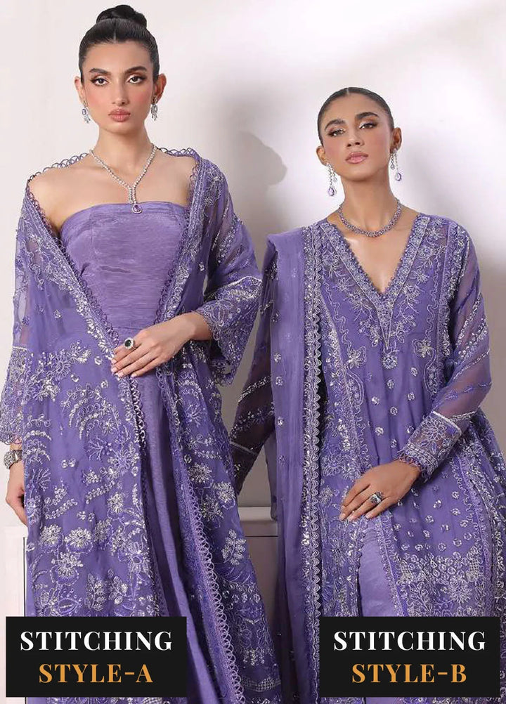 Noor By Saadia Asad Embroidered Chiffon Suit Unstitched 3 Piece NSA24CL D-02 Indira - Formal Collection