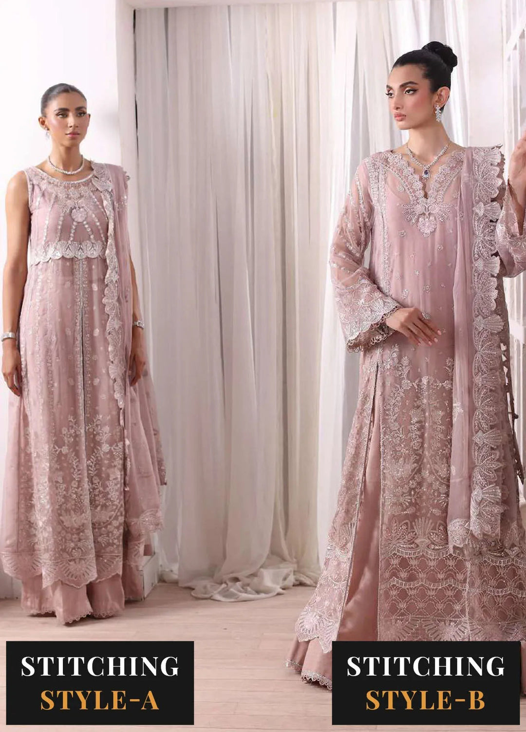 Noor By Saadia Asad Embroidered Chiffon Suit Unstitched 3 Piece NSA24CL D-03 Olivia - Formal Collection