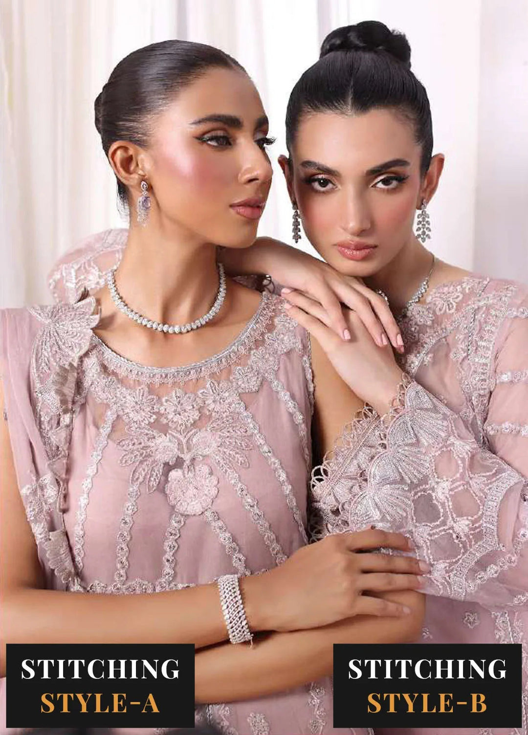 Noor By Saadia Asad Embroidered Chiffon Suit Unstitched 3 Piece NSA24CL D-03 Olivia - Formal Collection