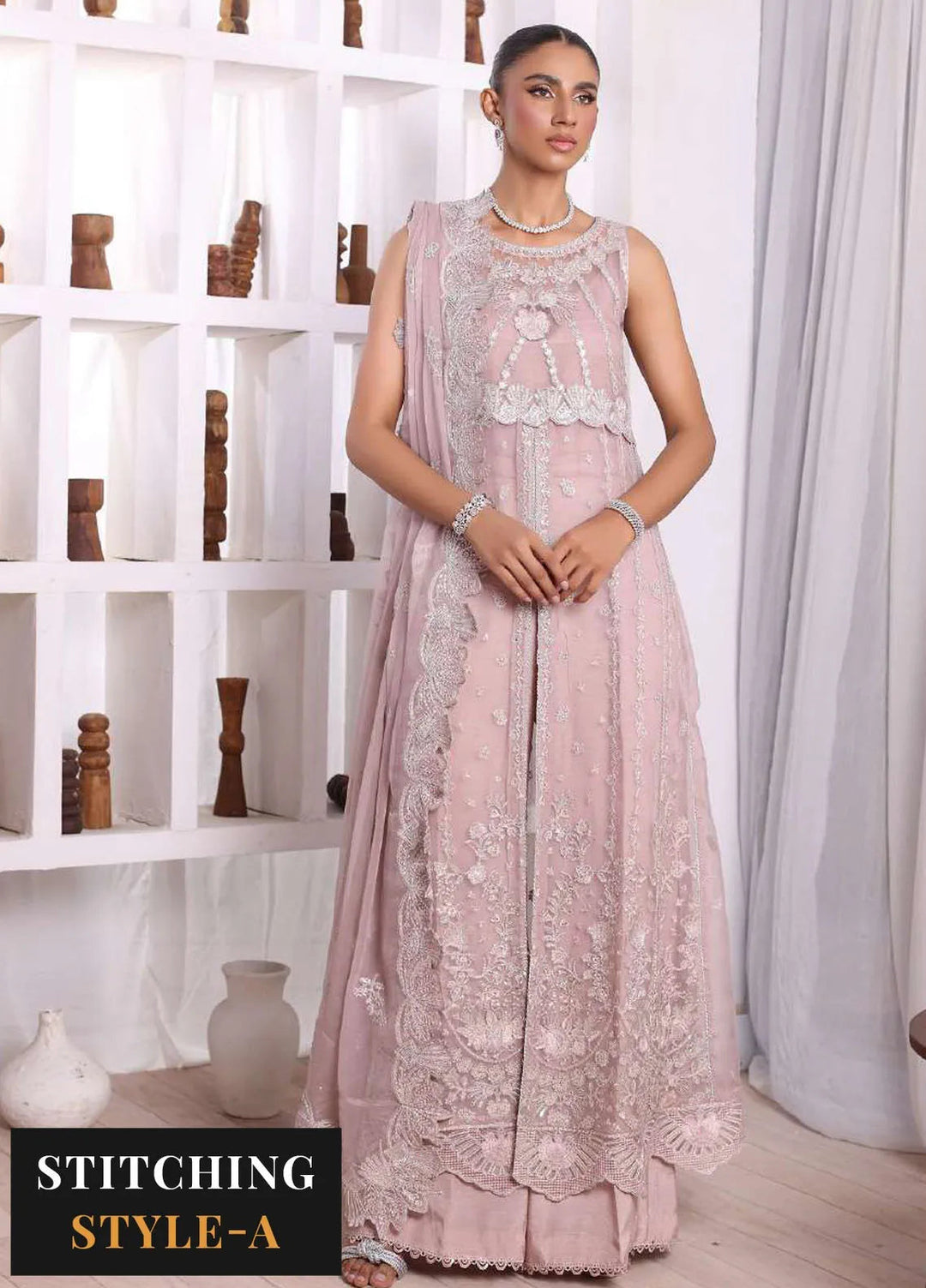 Noor By Saadia Asad Embroidered Chiffon Suit Unstitched 3 Piece NSA24CL D-03 Olivia - Formal Collection