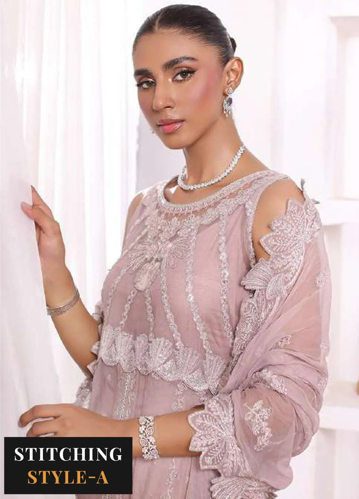 Noor By Saadia Asad Embroidered Chiffon Suit Unstitched 3 Piece NSA24CL D-03 Olivia - Formal Collection