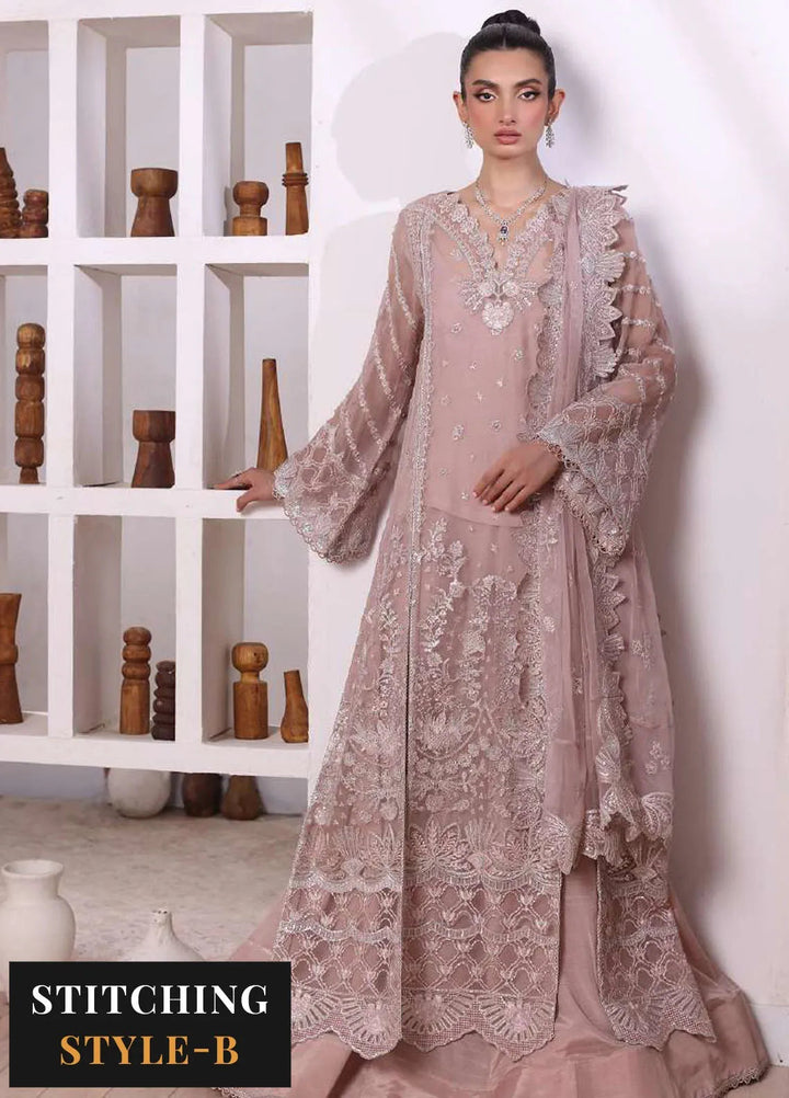 Noor By Saadia Asad Embroidered Chiffon Suit Unstitched 3 Piece NSA24CL D-03 Olivia - Formal Collection