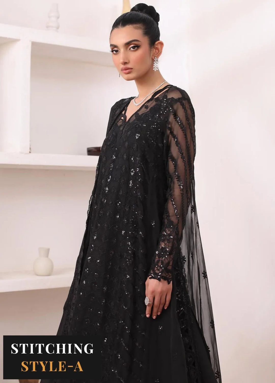Noor By Saadia Asad Embroidered Chiffon Suit Unstitched 3 Piece NSA24CL D-04 Natalia - Formal Collection