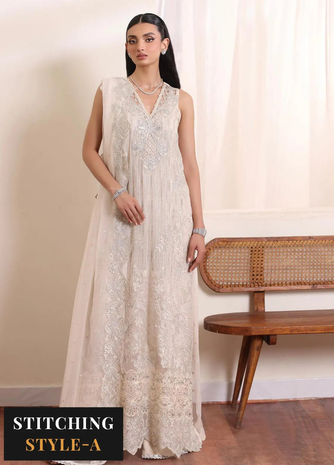 Noor By Saadia Asad Embroidered Chiffon Suit Unstitched 3 Piece NSA24CL D-05 Seliel - Formal Collection