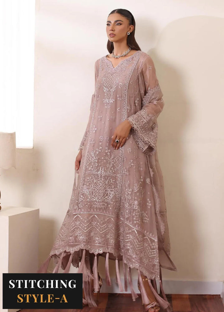 Noor By Saadia Asad Embroidered Chiffon Suit Unstitched 3 Piece NSA24CL D-07 Seaina - Formal Collection