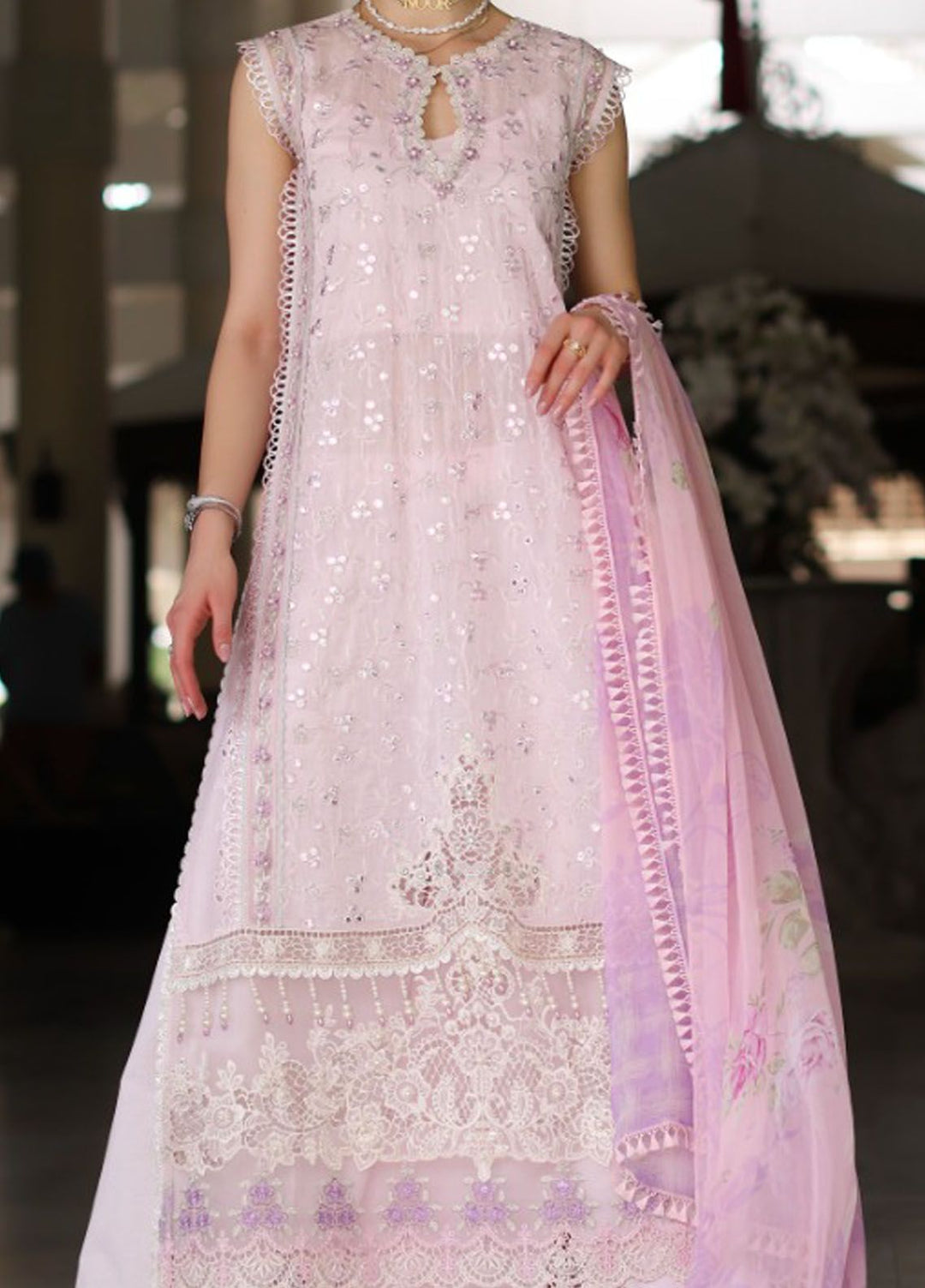 Noor By Saadia Asad Embroidered Lawn Suit Unstitched 3 Piece NSA24C D-11A - Luxury Summer Collection